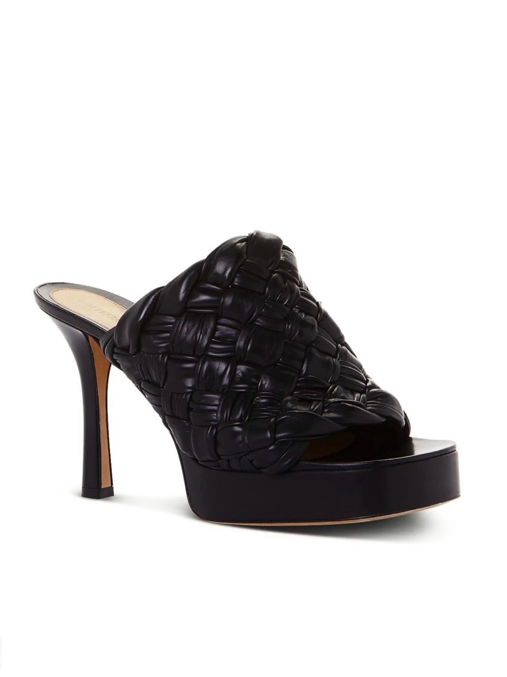 Bottega Veneta Black Woven Leather Platform Sandals